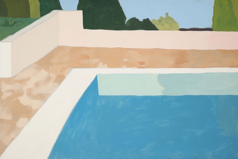 Modern swimming pool painting art outdoors. AI generated Image by rawpixel.