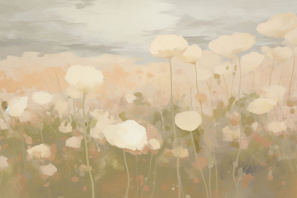 Flower field view painting backgrounds plant. AI generated Image by rawpixel.