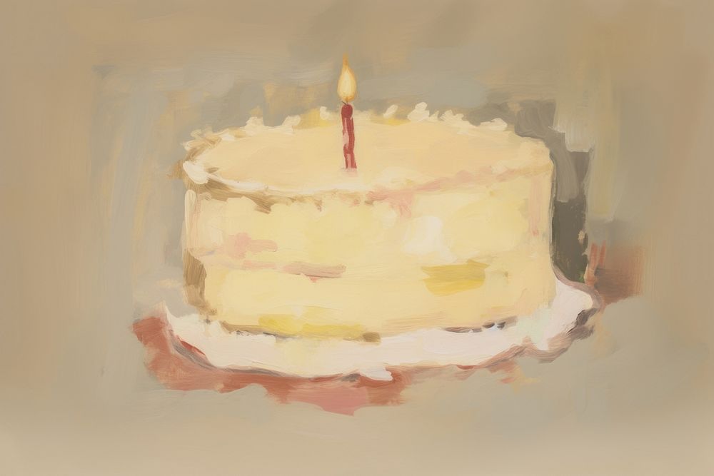 Birthday cake painting dessert candle. AI generated Image by rawpixel.