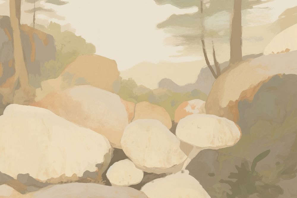 Mushrooms in the forest painting backgrounds outdoors. AI generated Image by rawpixel.
