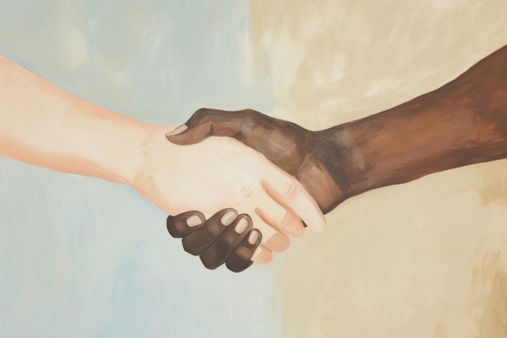 Handshake painting art togetherness. AI generated Image by rawpixel.
