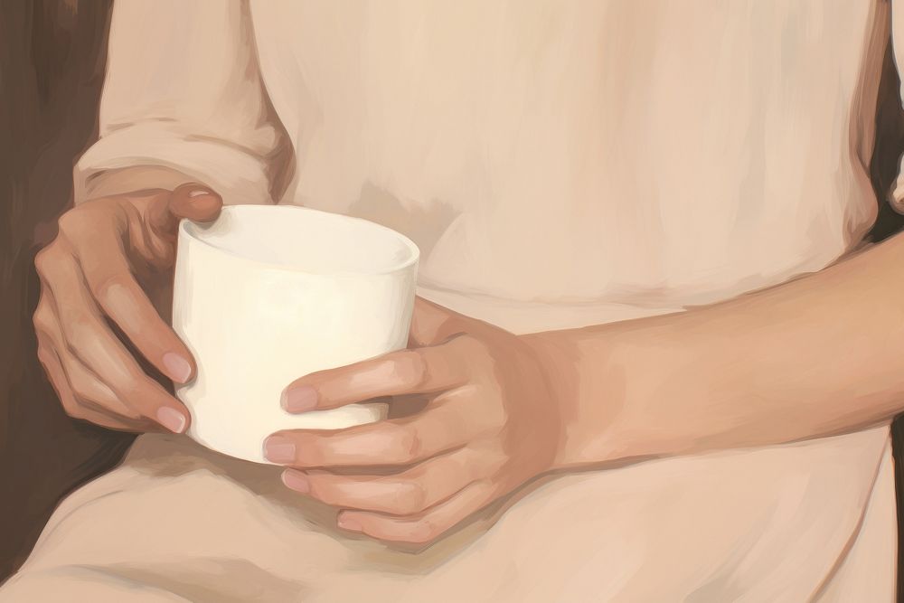 Hand holding coffee cup art painting drink. AI generated Image by rawpixel.