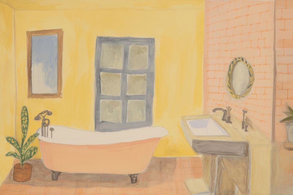 Bathroom painting bathtub sink. AI generated Image by rawpixel.