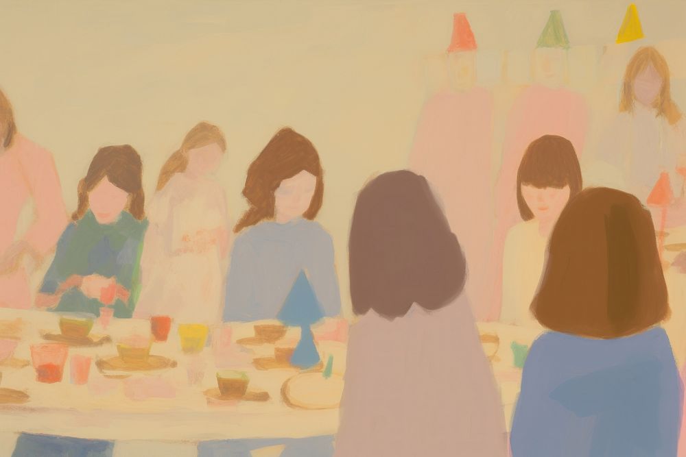 Birthday party painting drawing adult. AI generated Image by rawpixel.