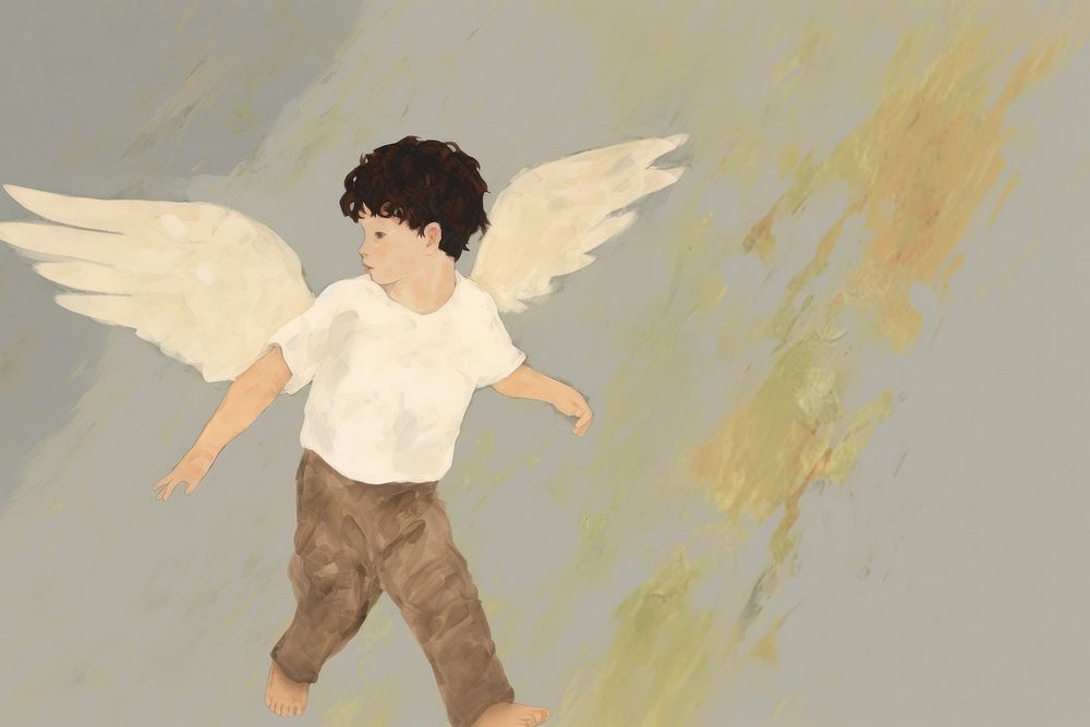 Little boy cupid full body angel art creativity. AI generated Image by rawpixel.