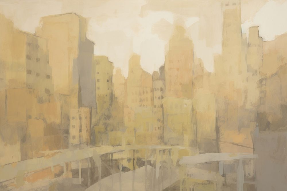 City painting art architecture. AI generated Image by rawpixel.