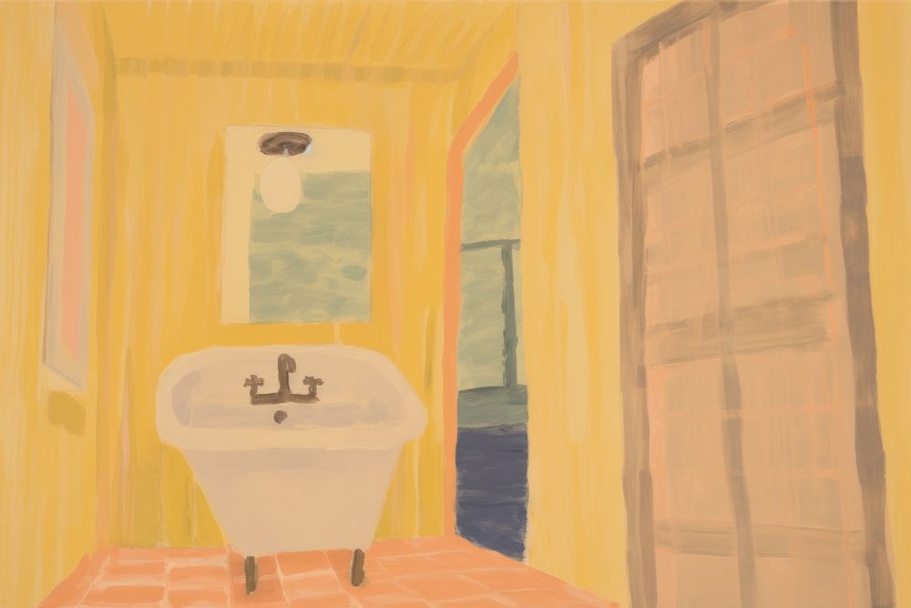 Bathroom painting bathtub sink. AI generated Image by rawpixel.