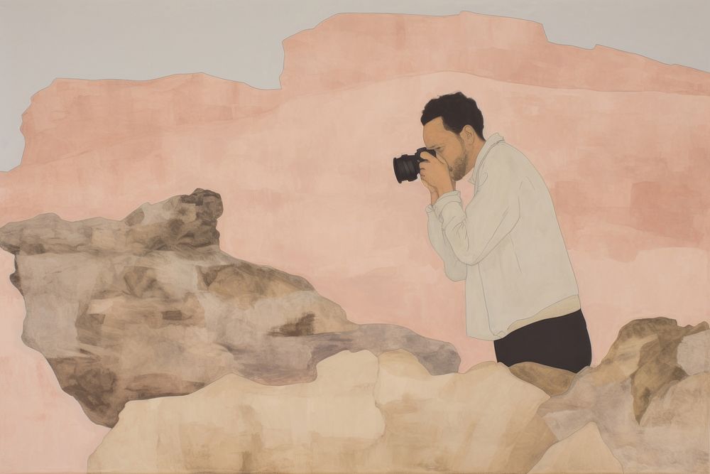 Man taking photo photographer painting camera. AI generated Image by rawpixel.