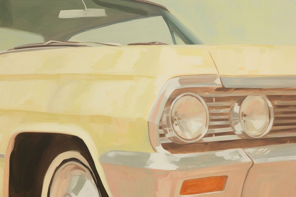 Lowrider classic car painting art headlight. AI generated Image by rawpixel.