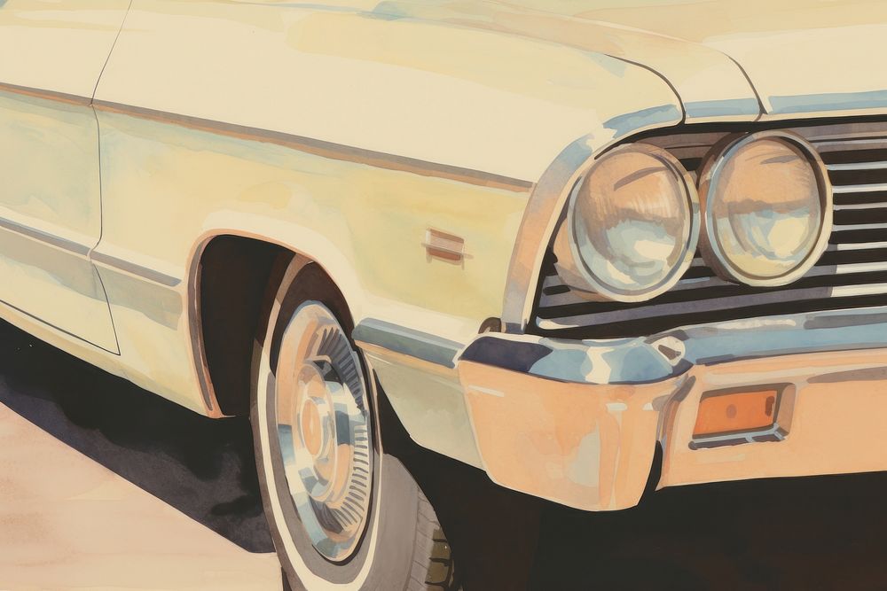 Lowrider classic car headlight painting Premium Photo Illustration