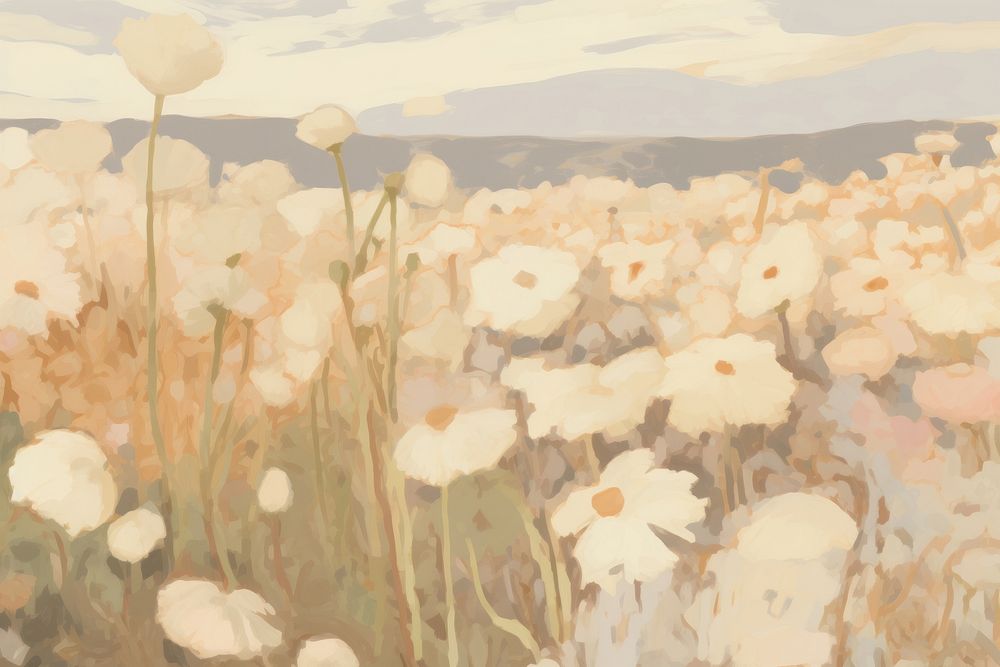Flower field painting backgrounds plant. 