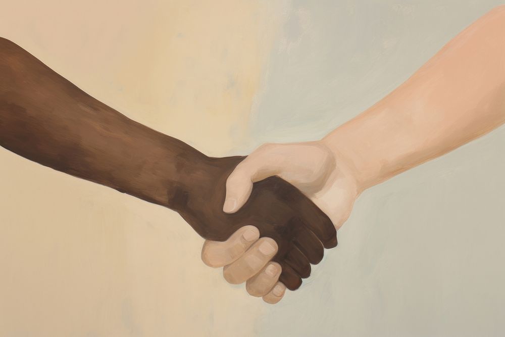 Handshake art togetherness agreement. AI generated Image by rawpixel.