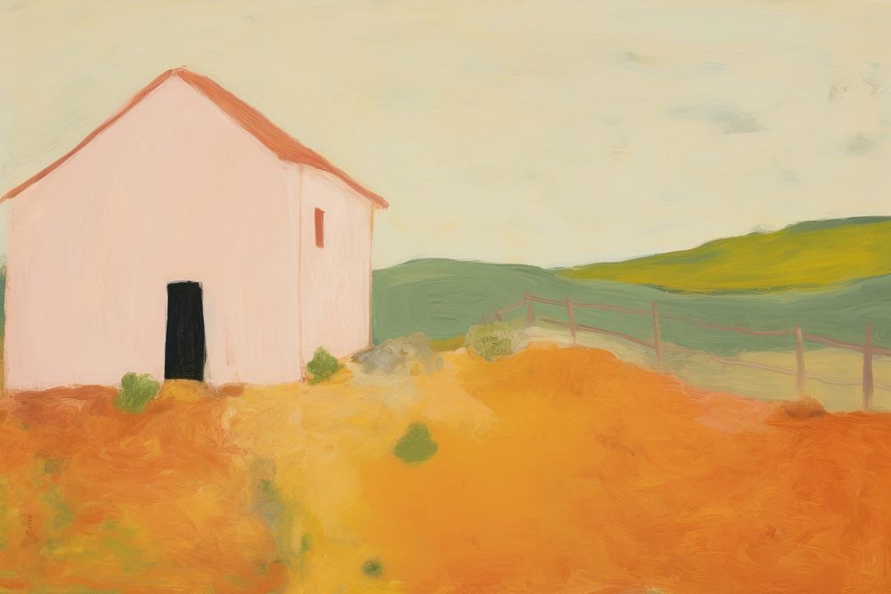 Farm and little coe painting architecture building. AI generated Image by rawpixel.