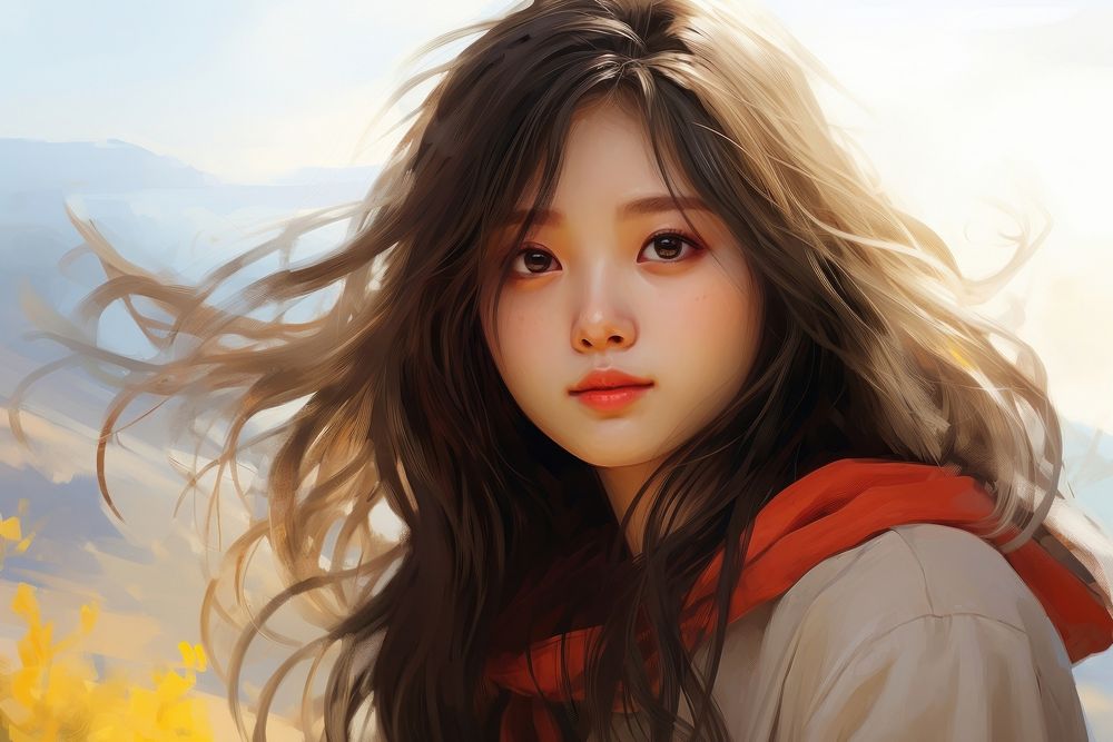 Korean girl portrait anime photography. AI generated Image by rawpixel.