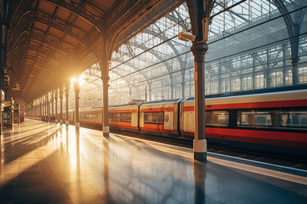 Amsterdam Central Station station railway vehicle. AI generated Image by rawpixel.