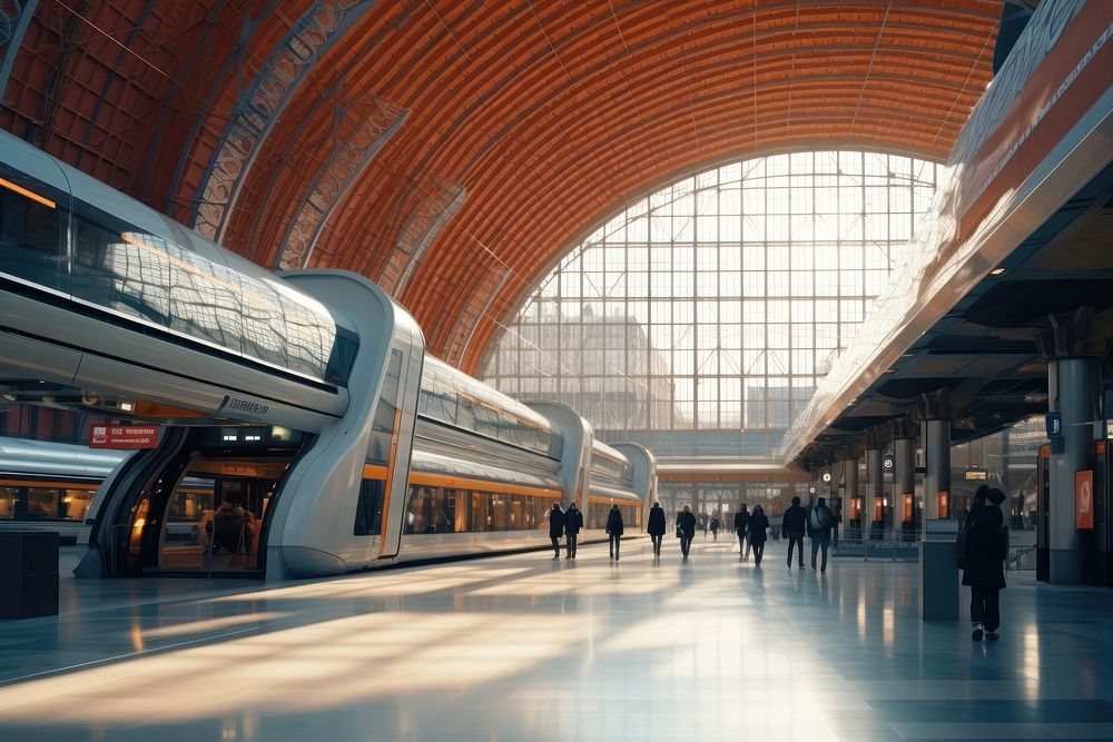 Amsterdam Central Station station airport train. AI generated Image by rawpixel.