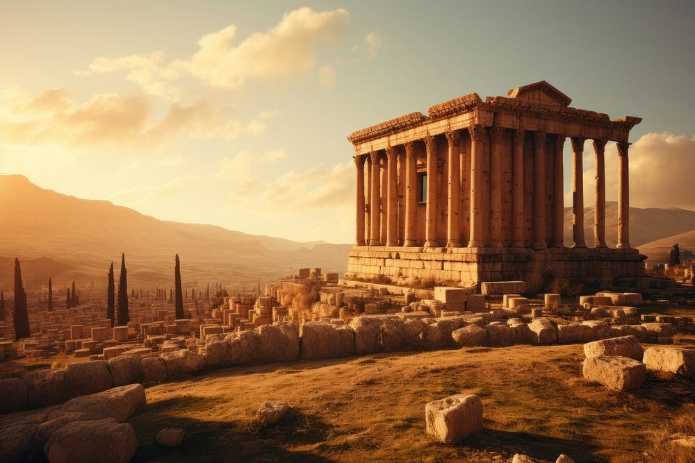 Baalbek architecture building landmark. AI generated Image by rawpixel.