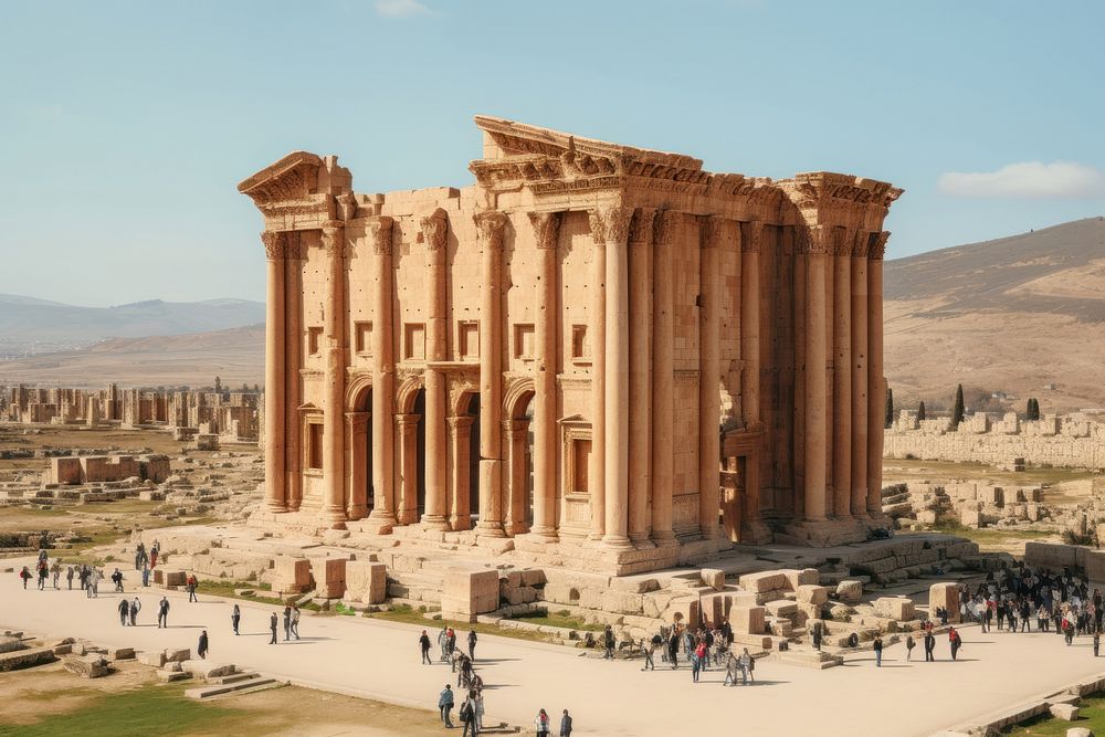 Baalbek landmark architecture archaeology. AI generated Image by rawpixel.