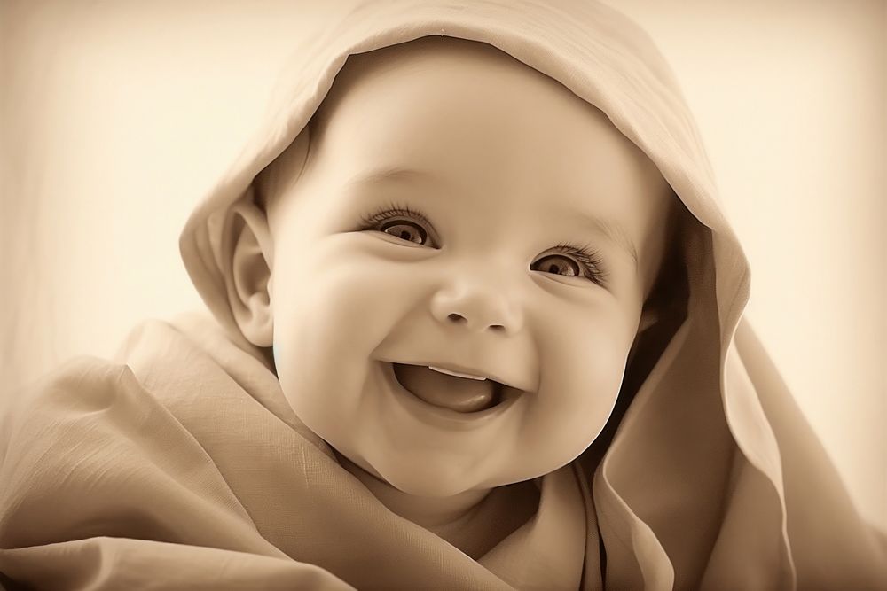 Baby smiles photography portrait happy. AI generated Image by rawpixel.