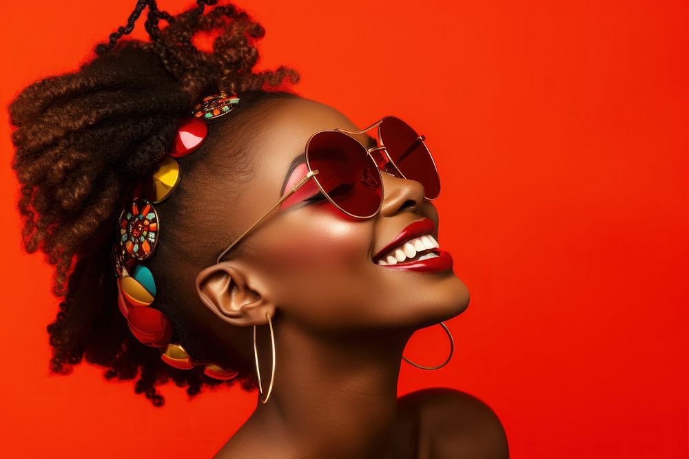 Beautiful woman sunglasses portrait smiling. AI generated Image by rawpixel.