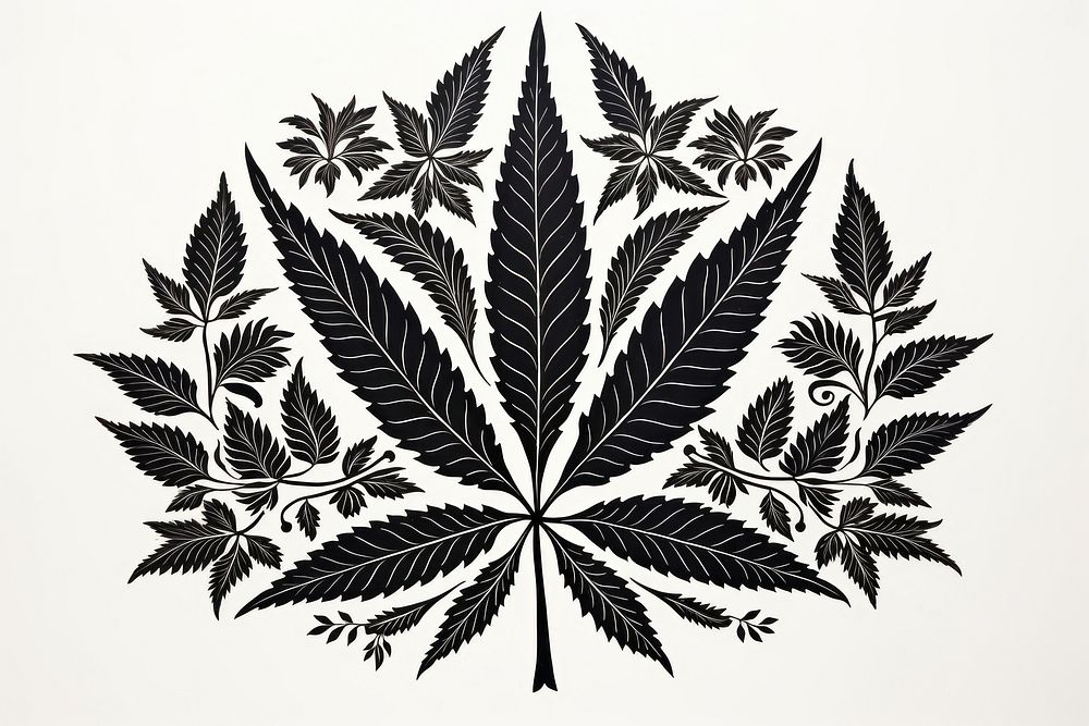 Cannabis stencil shape plant. AI generated Image by rawpixel.