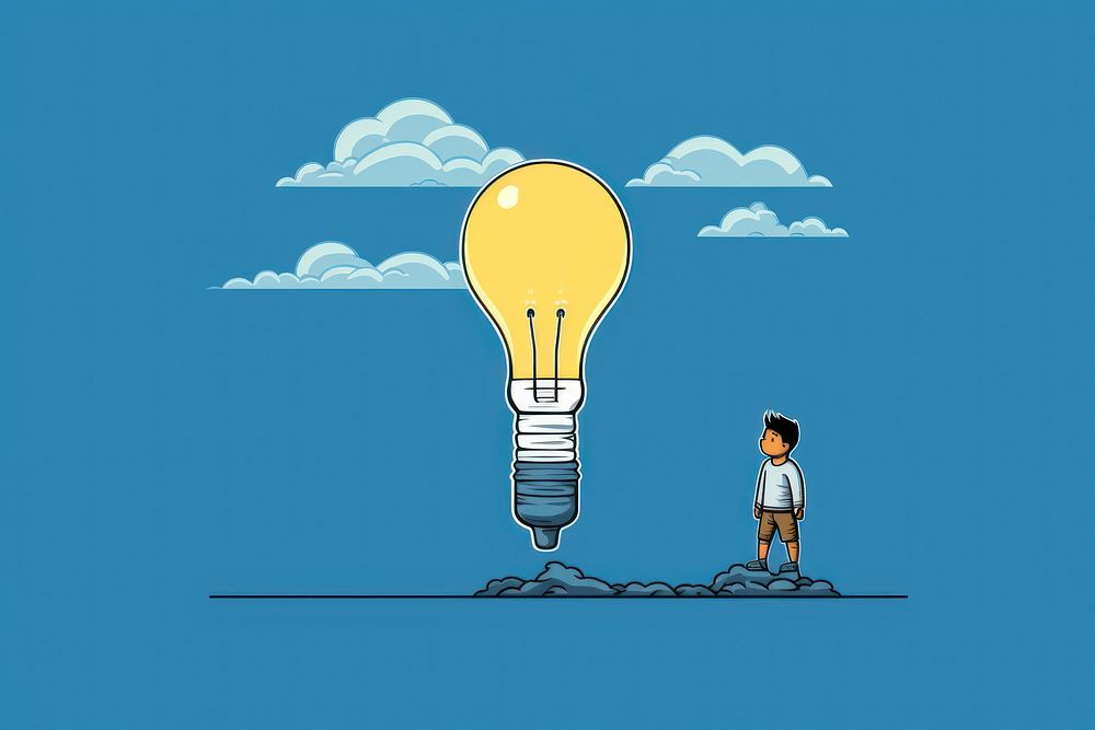 Bright idea lightbulb cartoon electricity. AI generated Image by rawpixel.