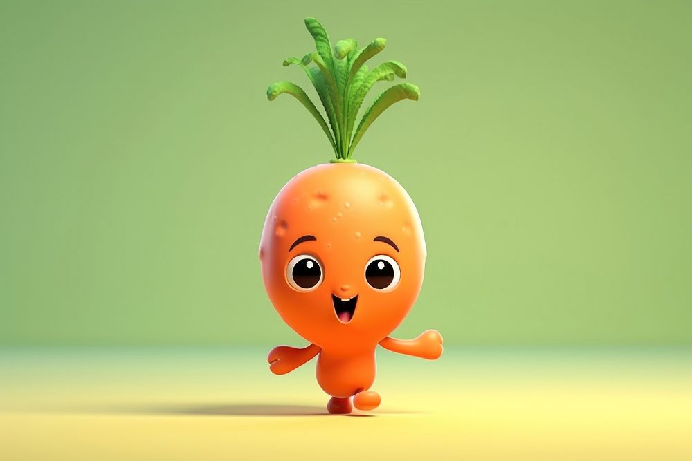 Carrot walking cartoon plant cute. AI generated Image by rawpixel.