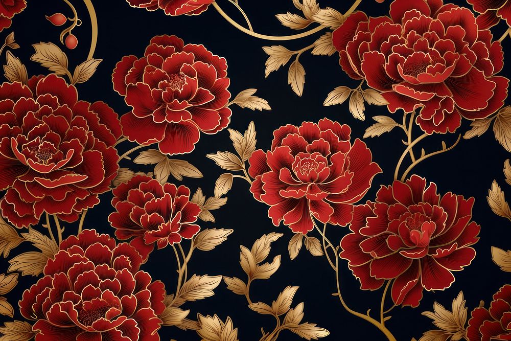 Chinese new year pattern flower art. AI generated Image by rawpixel.