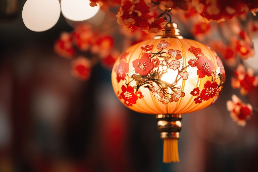 Chinese newyear ceremony lamp festival lantern illuminated. AI generated Image by rawpixel.