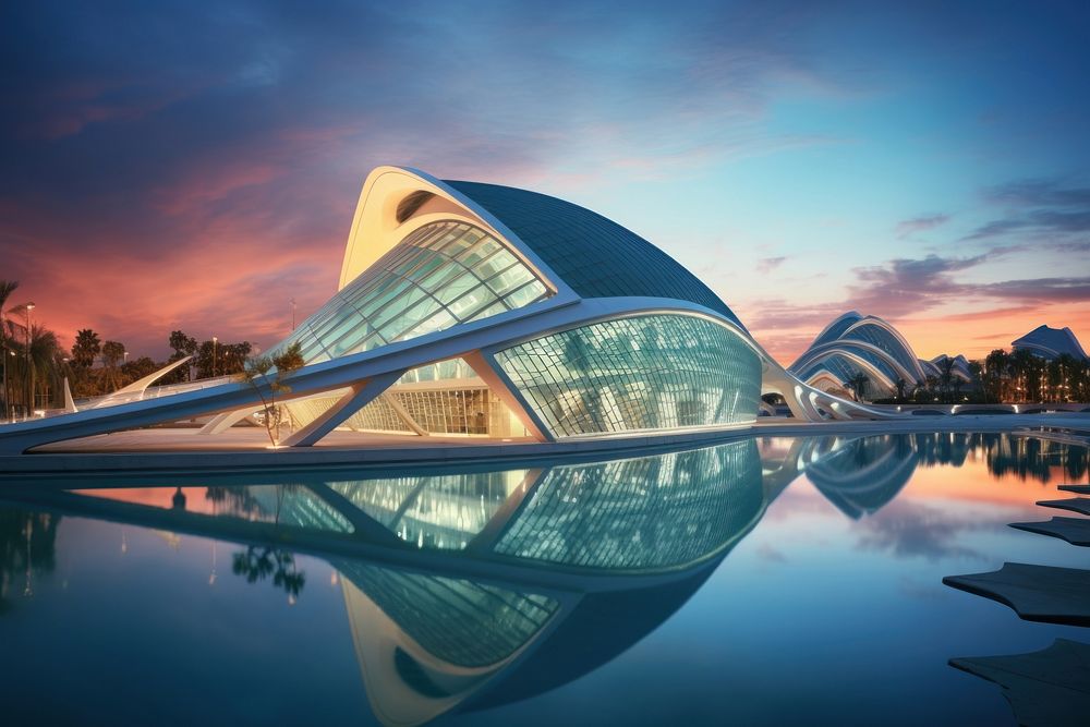 City of Arts and Sciences landmark city architecture. AI generated Image by rawpixel.