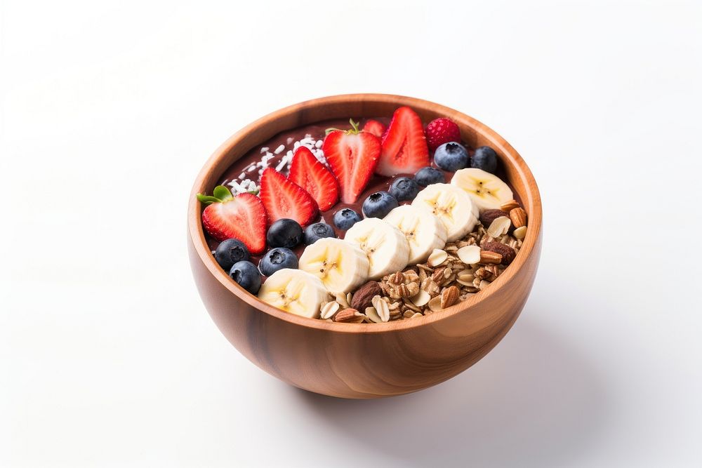 Acai bowl food wood strawberry. AI generated Image by rawpixel.