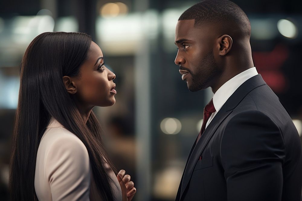 Black business man adult contemplation togetherness. AI generated Image by rawpixel.