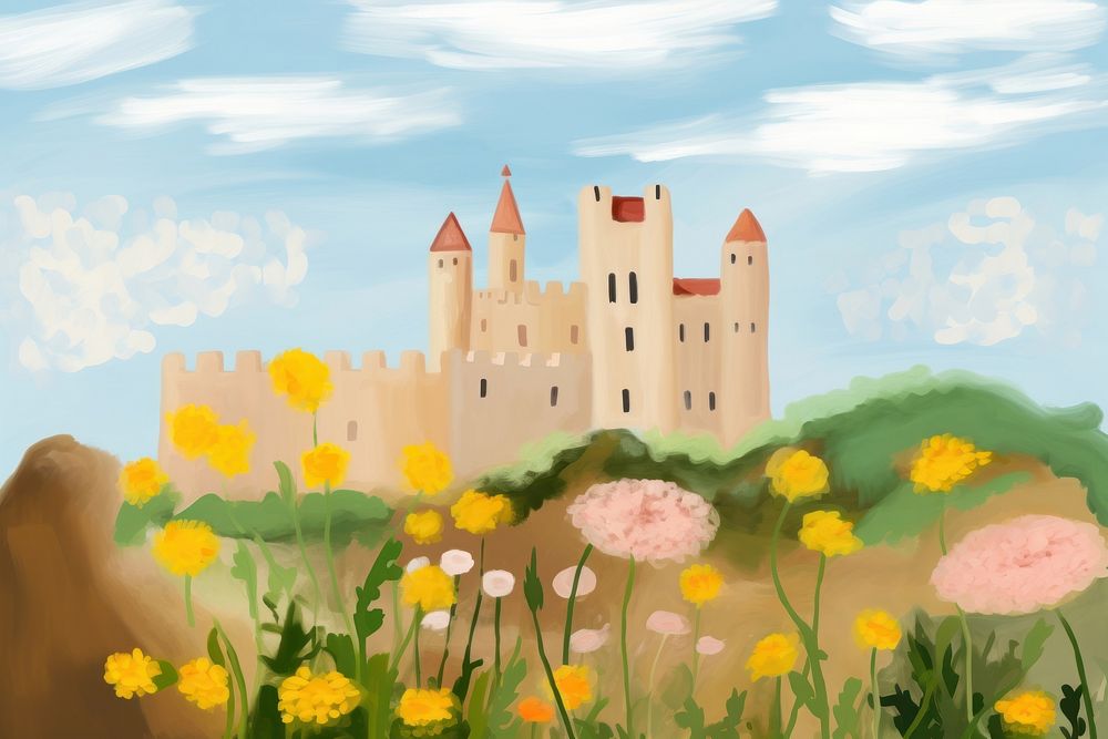 Castle flower architecture building. AI generated Image by rawpixel.
