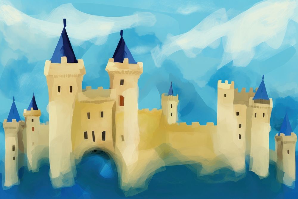 Castle architecture building painting. AI generated Image by rawpixel.
