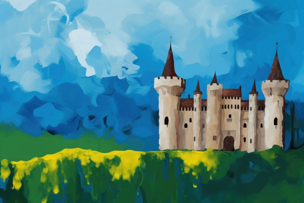 Castle architecture building painting. 
