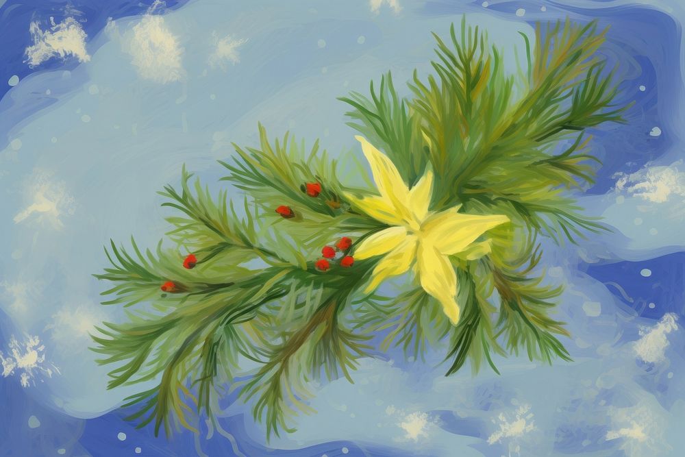 Christmas gift painting flower plant. AI generated Image by rawpixel.