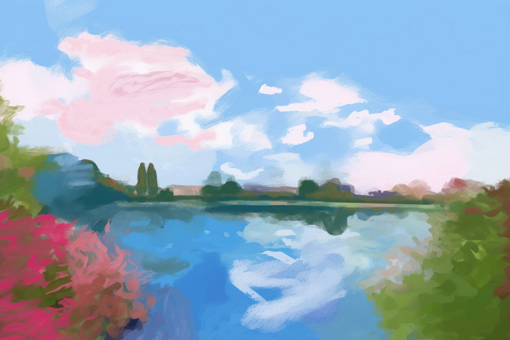 Landscpae background sky landscape painting. AI generated Image by rawpixel.