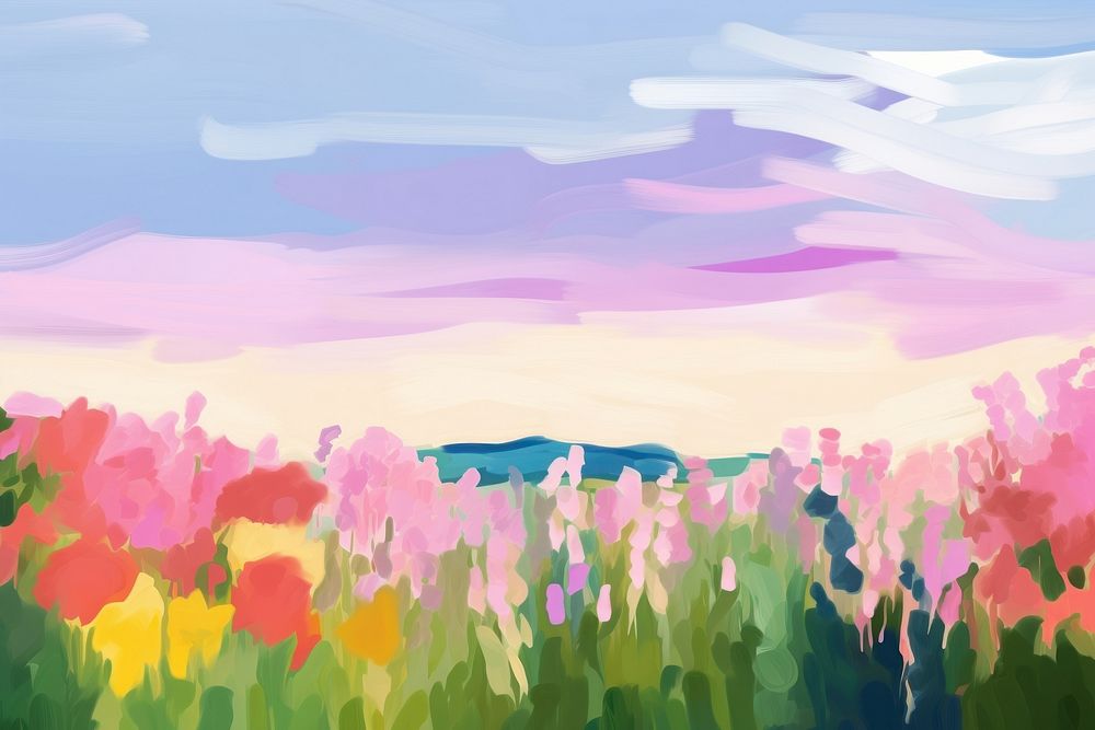 Landscpae background flower backgrounds painting. AI generated Image by rawpixel.