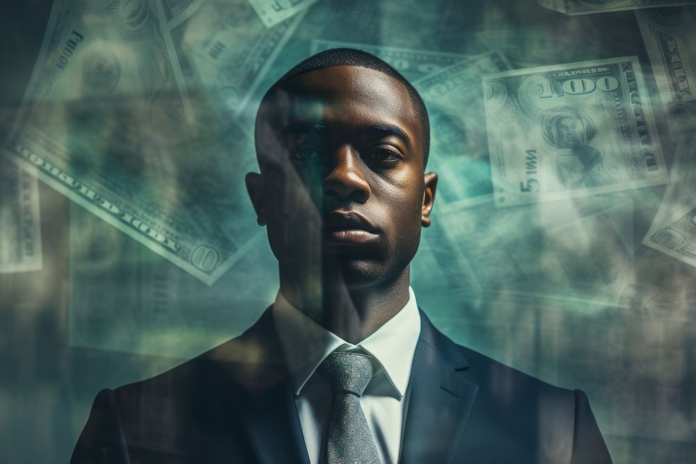 Black business man and banknote portrait money adult. AI generated Image by rawpixel.
