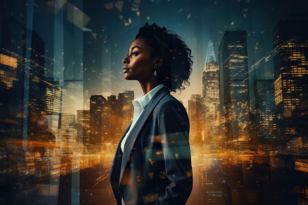 Black business woman metropolis portrait adult. AI generated Image by rawpixel.