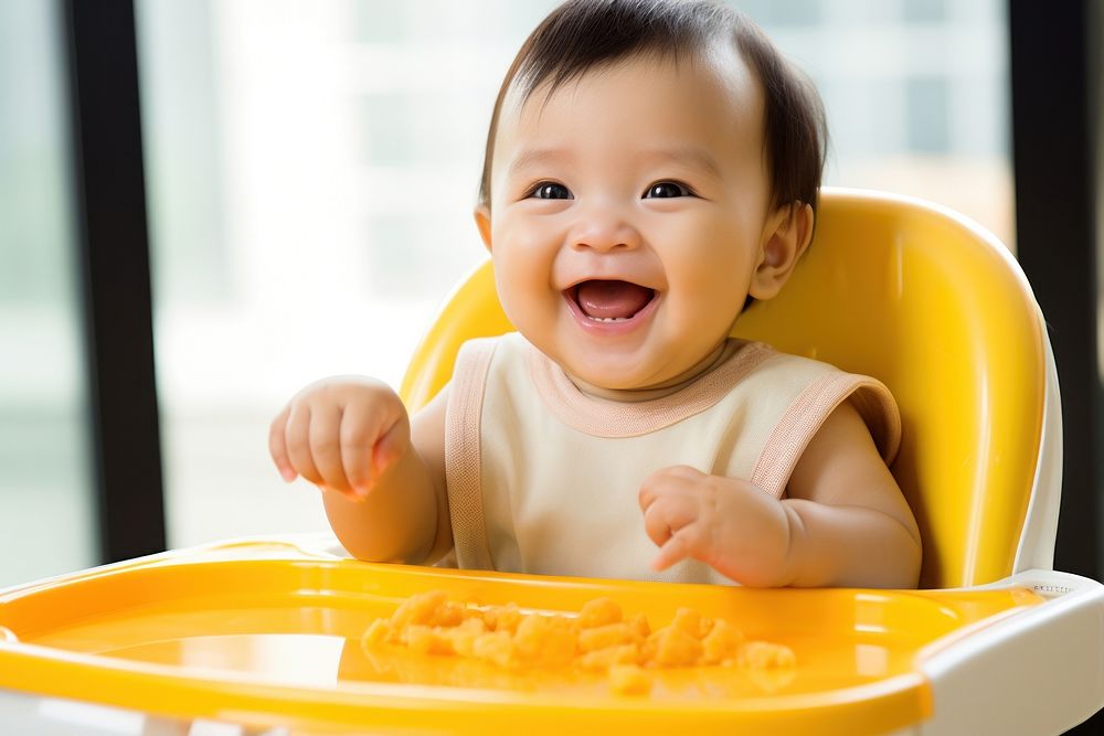 Eat baby food innocence happiness enjoyment. AI generated Image by rawpixel.