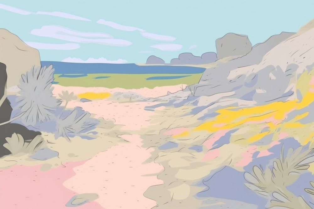 Landscape background outdoors painting beach. AI generated Image by rawpixel.