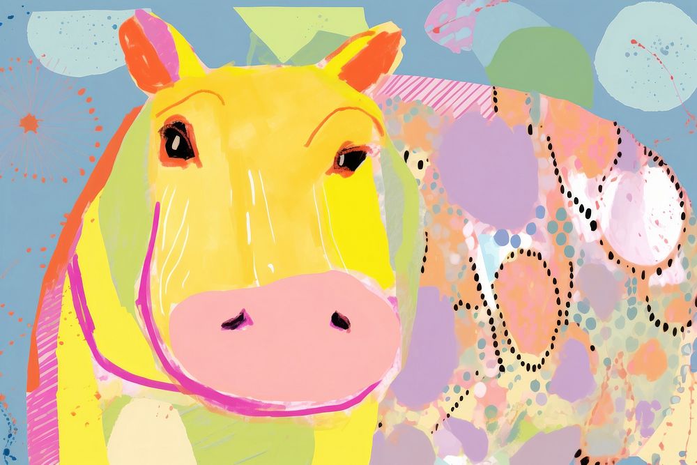 Hippo art animal mammal. AI generated Image by rawpixel.