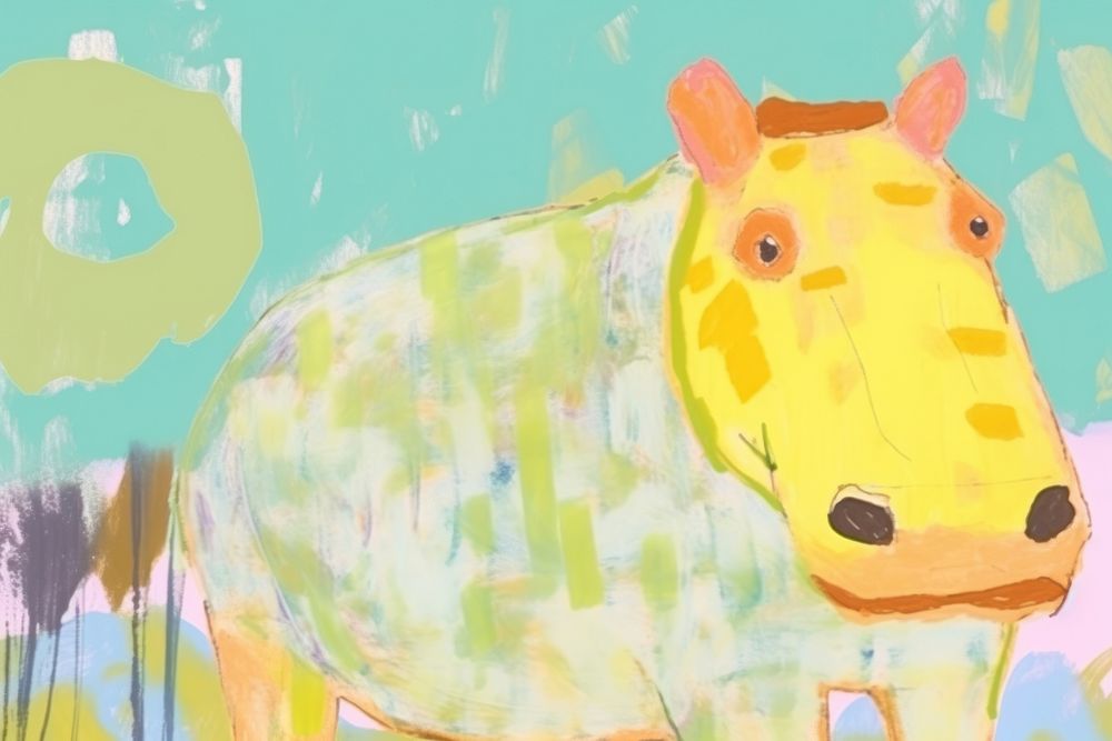 Hippo painting animal mammal. AI generated Image by rawpixel.