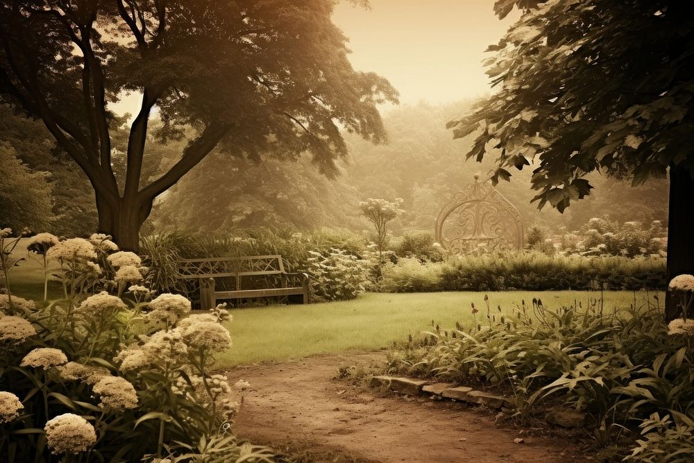 Garden landscape outdoors woodland nature. AI generated Image by rawpixel.