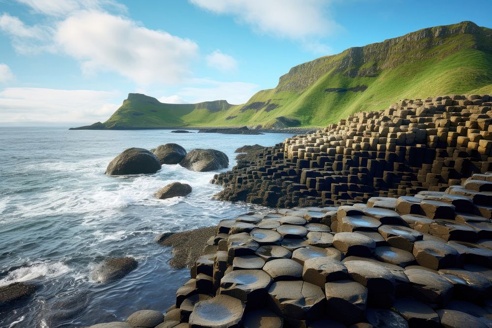 Giants Causeway landmark architecture tranquility. AI generated Image by rawpixel.