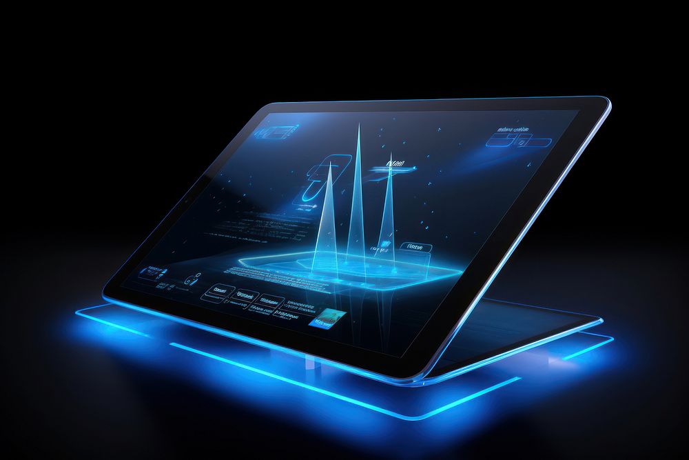 Hologram iformation tablet electronics computer screen. AI generated Image by rawpixel.