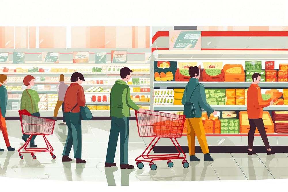 People funning shopping in supermarket adult consumerism variation. AI generated Image by rawpixel.