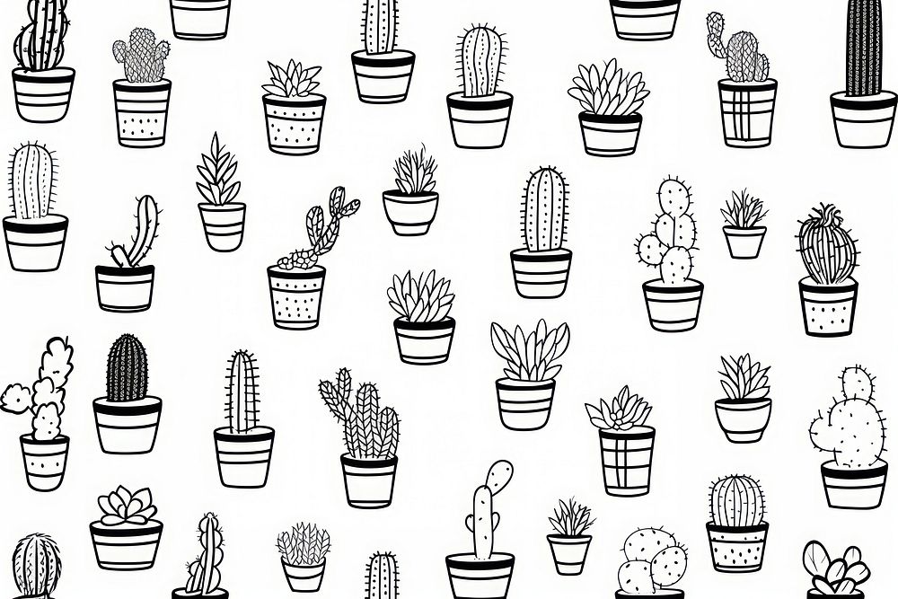 Cactus backgrounds pattern drawing. AI generated Image by rawpixel.