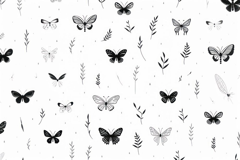 Butterfly backgrounds pattern drawing. AI generated Image by rawpixel.